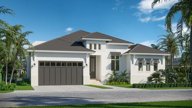 Photorealistic front exterior and garage view of the residence at 1566 Curlew Avenue in Naples