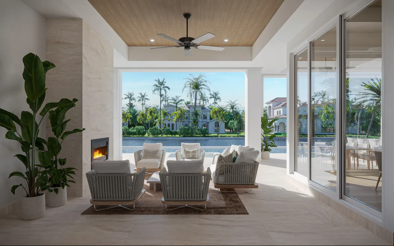 Dining area rendering opening onto the lanai at 1566 Curlew Avenue