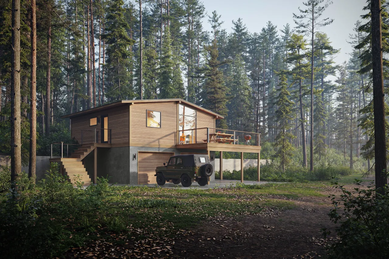 3D cabin rendering by Xrender Studio