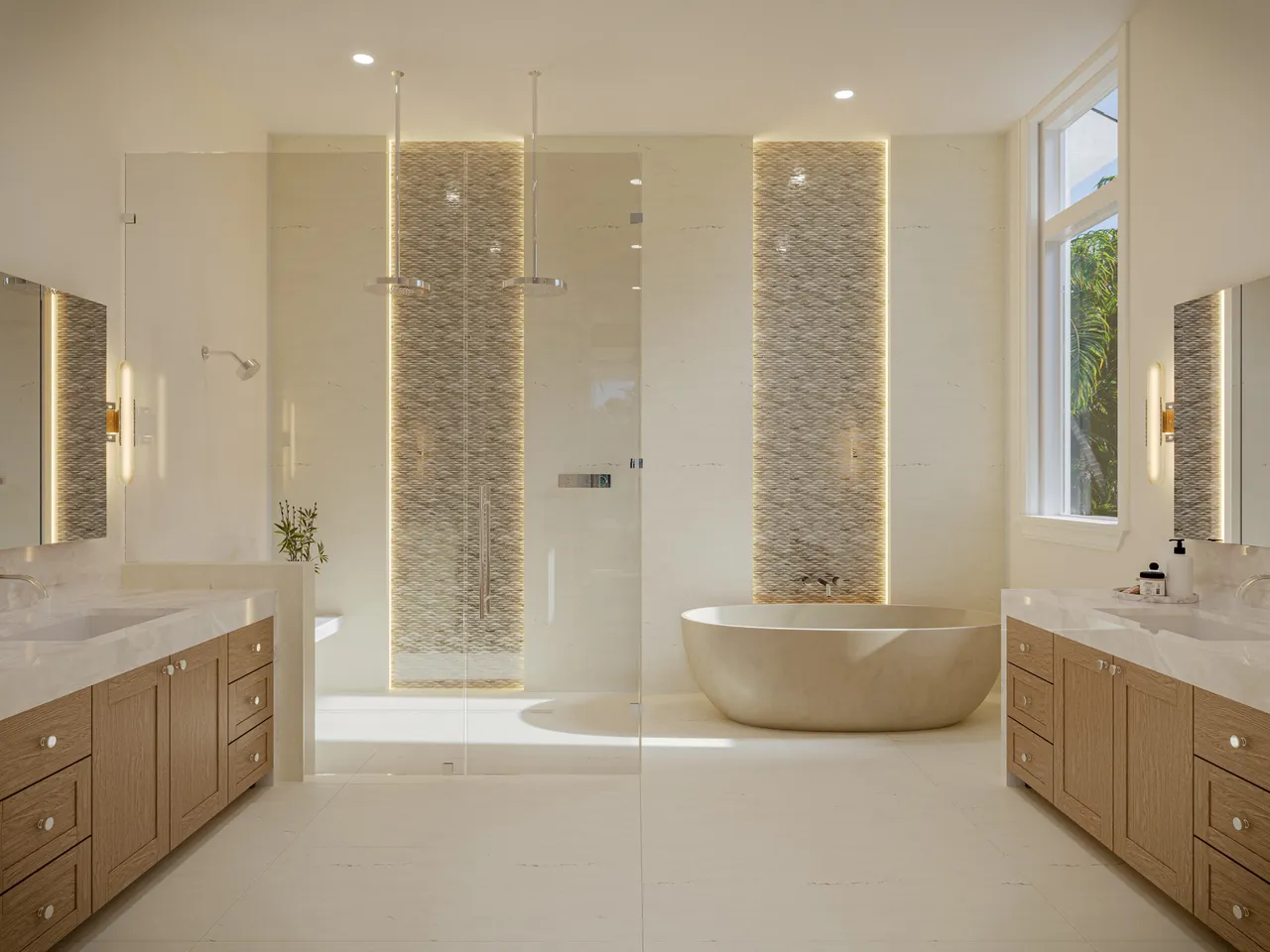 Sunlit entry hall interior rendering for the Curlew Avenue residence