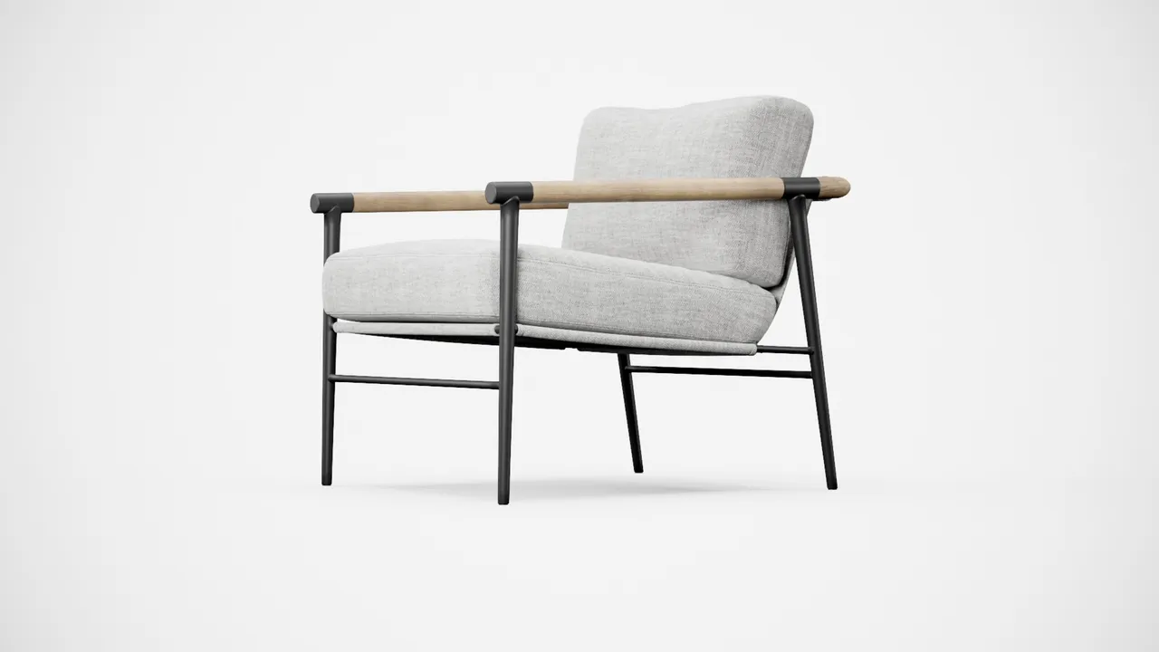 Concept prototype of a design chair model called Rowen Chair on a white scene with studio ligthing