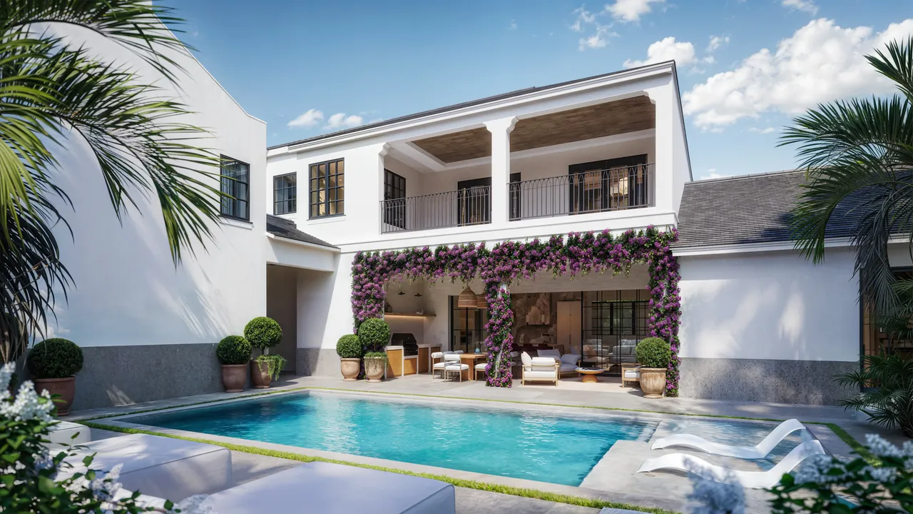 Rear garden and terrace rendering of 903 Upland Road