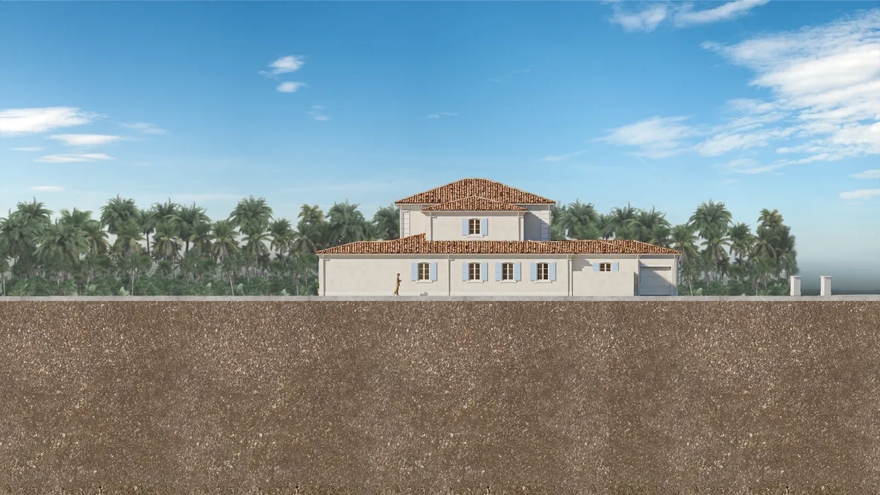 Side elevation study for the residence at 228 Via Las Brisas