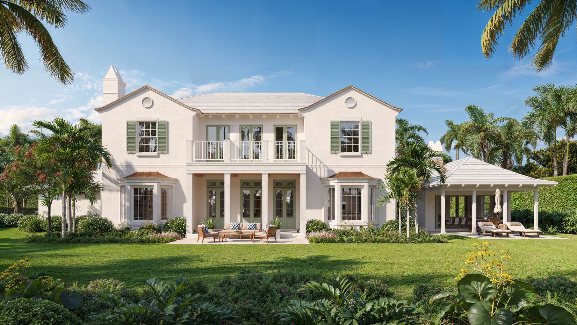 Finished photorealistic architectural rendering of the same building